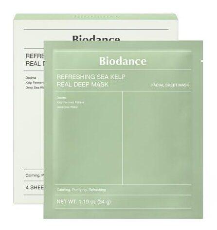 Освіжаюча гідрогелева маска з ламінарією Biodance Refreshing Sea Kelp Real Deep Mask, фото 1