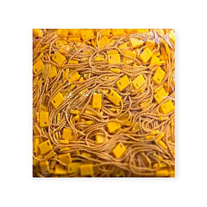 Біркотримач мотузковий жовтий з пластиковою пломбою для кріплення бірок 1000 шт