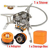 Потужна триконфорочна піч для кемпінгу  5800W + перехідник на цанговий балон, фото 2