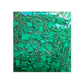 Біркотримач мотузковий зелений з пластиковою пломбою для кріплення бірок 1000 шт