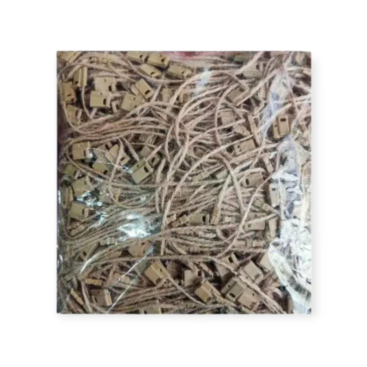 Біркотримач мотузковий конопляний з пластиковою пломбою для кріплення бірок 1000 шт, фото 1