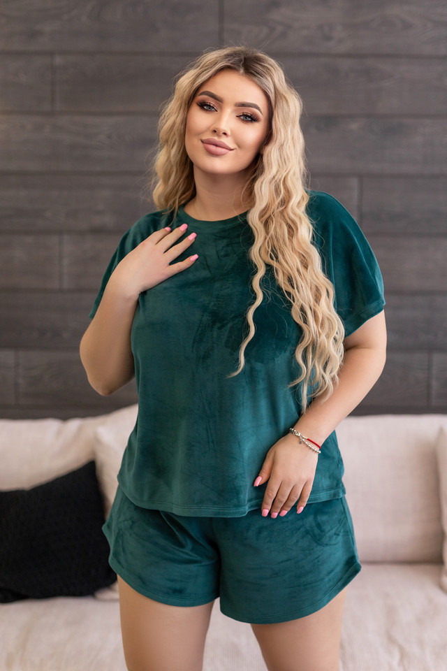 Велюрова піжама двійка (футболка і шорти) "Mellow"