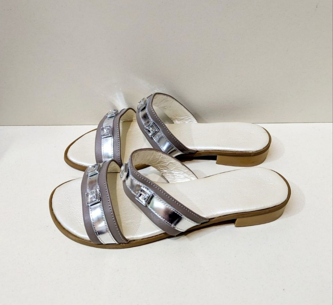 STTOPA Розміри 43-28 см. Шльопанці великих розмірів шкіряні. 125-3644 Бежеві, фото 1