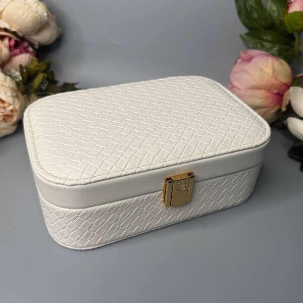 Скринька органайзер на клямці 20*14 см для прикрас, косметики в різних кольорах Luna Білий, фото 1