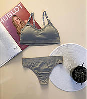 Комфортиний трикотажний комплект білизни на щодень, топ і трусики сліпи