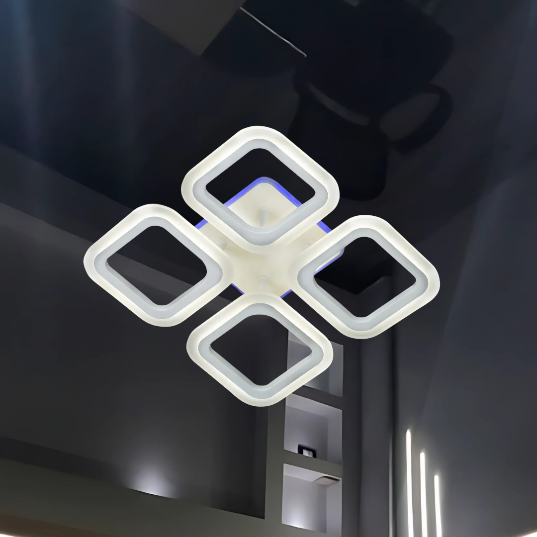 Led люстра з підсвічуванням SVET 80W до 18 кв.м колір Білий SY-5330/4 WH+RGB