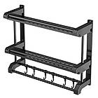 Полиця у ванну 2х ярусна 40х38х15см + 3 тримачі для рушників / Поличка у ванну / Полиця для ванної кімнати, фото 3