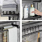 Полиця у ванну 2х ярусна 40х38х15см + 3 тримачі для рушників / Поличка у ванну / Полиця для ванної кімнати, фото 7