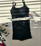 Трикотажний комплект в рубчик із топа і шортів з ефектом пуш апу, фото 3