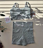 Трикотажний комплект в рубчик із топа і шортів з ефектом пуш апу, фото 6