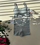 Трикотажний комплект в рубчик із топа і шортів з ефектом пуш апу, фото 5