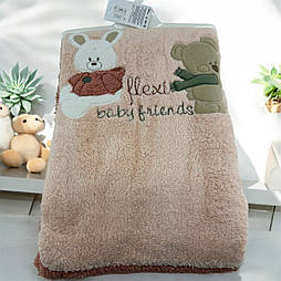Дитячий плед-ковдра Туреччина для новонародженого подарунок новонародженому бежеве (ДДП109)