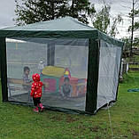 Павільйон садовий 3х3 м зелений, Тентові альтанки, Намет тент 3 3 з москітною сіткою, Садові намети, фото 6