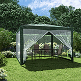 Павільйон садовий 3х3 м зелений, Тентові альтанки, Намет тент 3 3 з москітною сіткою, Садові намети, фото 2