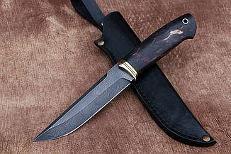 Мисливський ніж ручної роботи Блейд з дамаської сталі 60 HRC, зі шкіряним чохлом у комплекті, подарунок чоловікові