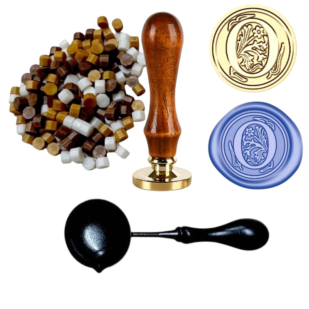 Набір для сургучного друку Факсиміле Друк з літерою O+ сургуч + ложка для плавлення сургуча, фото 1