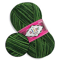 Пряжа для в'язання Alize superwash comfort socks. 100 г. 420 м. Колір — 8034 зелений меланж