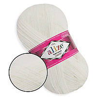 Пряжа для в'язання Alize superwash comfort socks. 100 г. 420 м. Колір — 55 білий