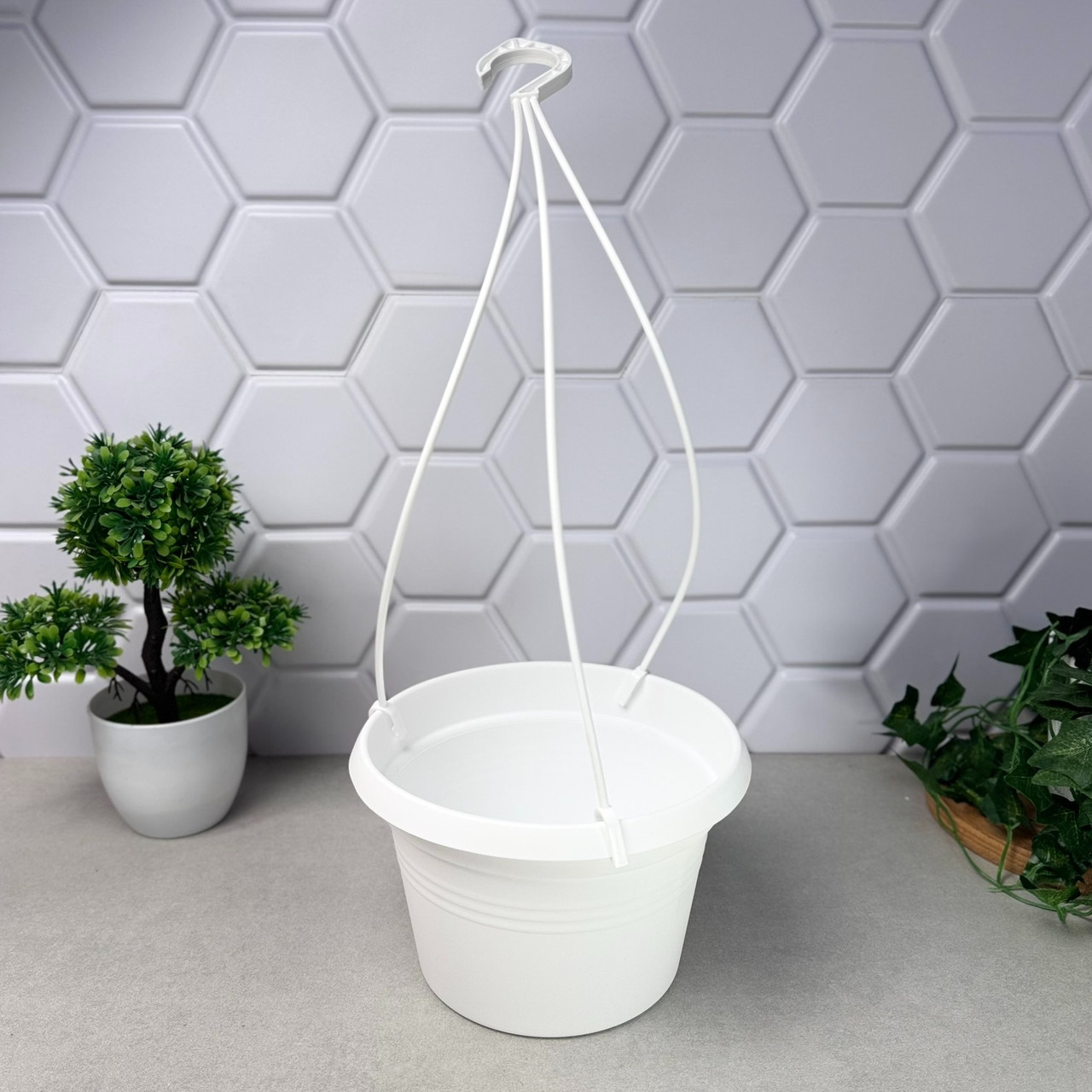 Підвісний квітковий горщик 20 см 2 л, Білий Алеана Глорія