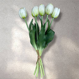 Штучний гелеві тюльпан пучок 5 шт. білий 32 см люкс латексний