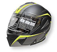 Шлем модуляр трансформер "QKE" черно-зеленый, матовый, SIZE L, очки