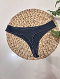 Бавовняні трусики стрінги в рубчик XL, фото 2