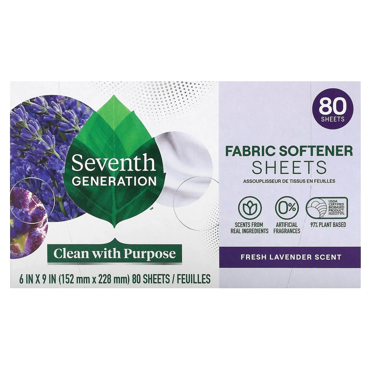 Seventh Generation, Fabric Softener Sheets, Fresh Lavender, 80 Sheets (Discontinued Item), Київ