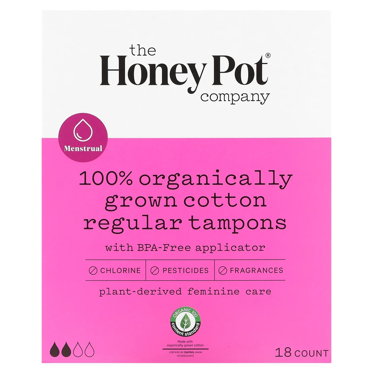 The Honey Pot Company, тампони з 100% органічного бавовни, нормал, 18 Штука. HNY-00851, Київ
