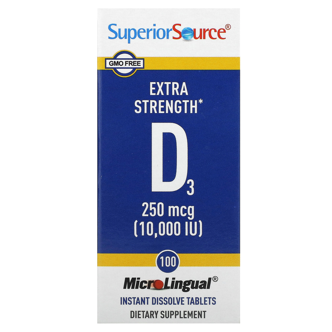 Superior Source, Вітамін D3 Extra Strength, 10 000 МО, 100 швидкорозчинних таблеток MicroLingual, Київ