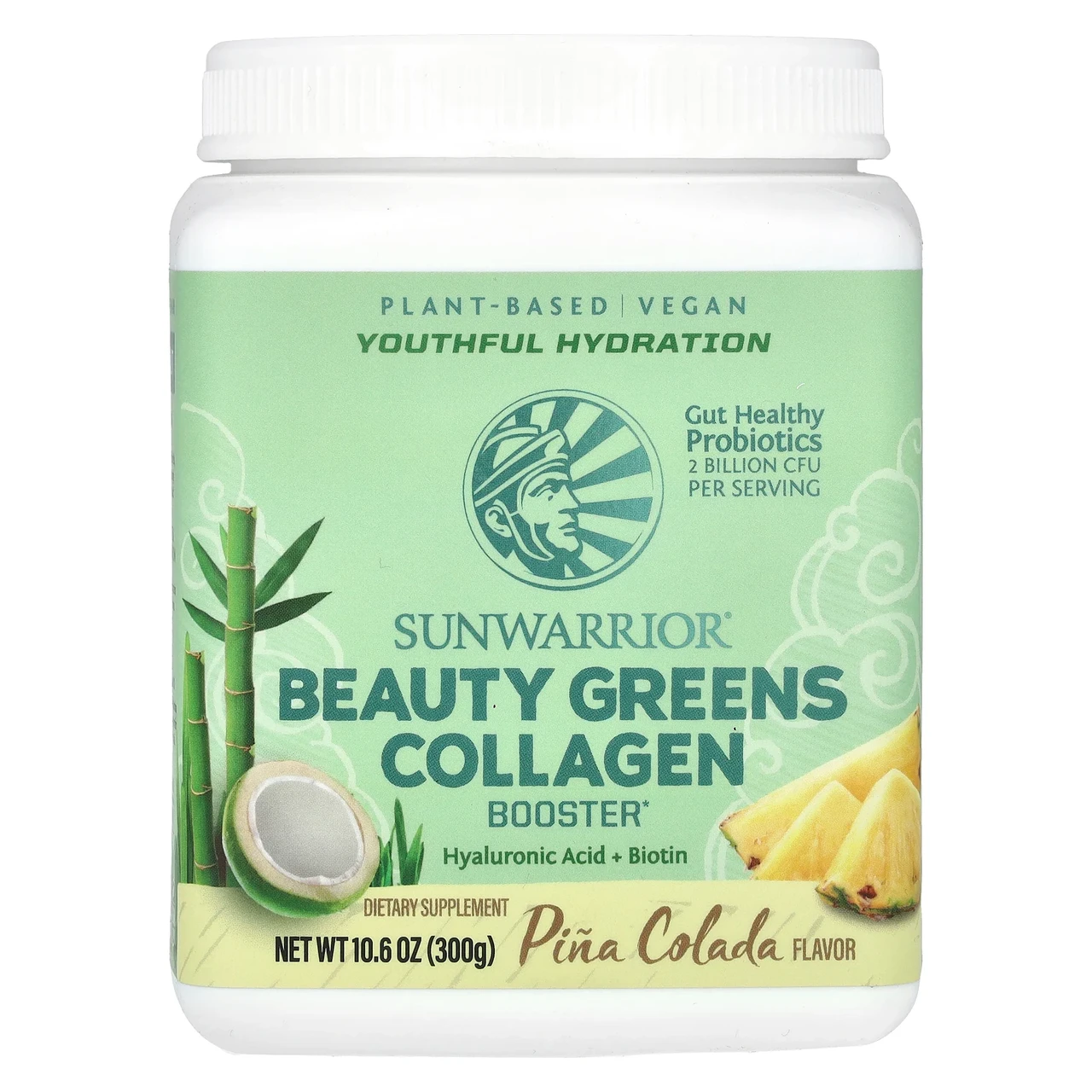 Sunwarrior, Beauty Greens Collagen Booster, піна-колада, 300 г (10,58 унції), Київ