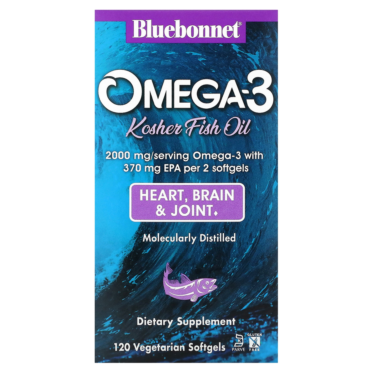 Bluebonnet Nutriion, Кошерний риб'ячий жир з омега-3, 120 вегетаріанських капсул, Київ