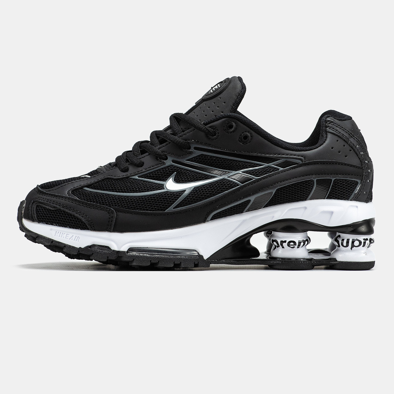 Чоловічі Кросівки Nike x Supreme Shox Ride 2 SP Black White / Найк Суприм Шокс Райд 2 СП Чорні з Білим