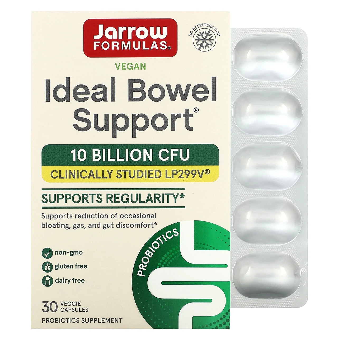 Jarrow Formulas, Ideal Bowel Support, 299v, 10 млрд клітин, 30 рослинних капсул, Київ