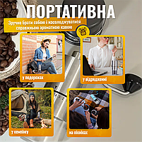 Кавомолка ручна з керамічними жорнами та регулюванням ступеня помолу, Срібло (MCG-709), фото 9
