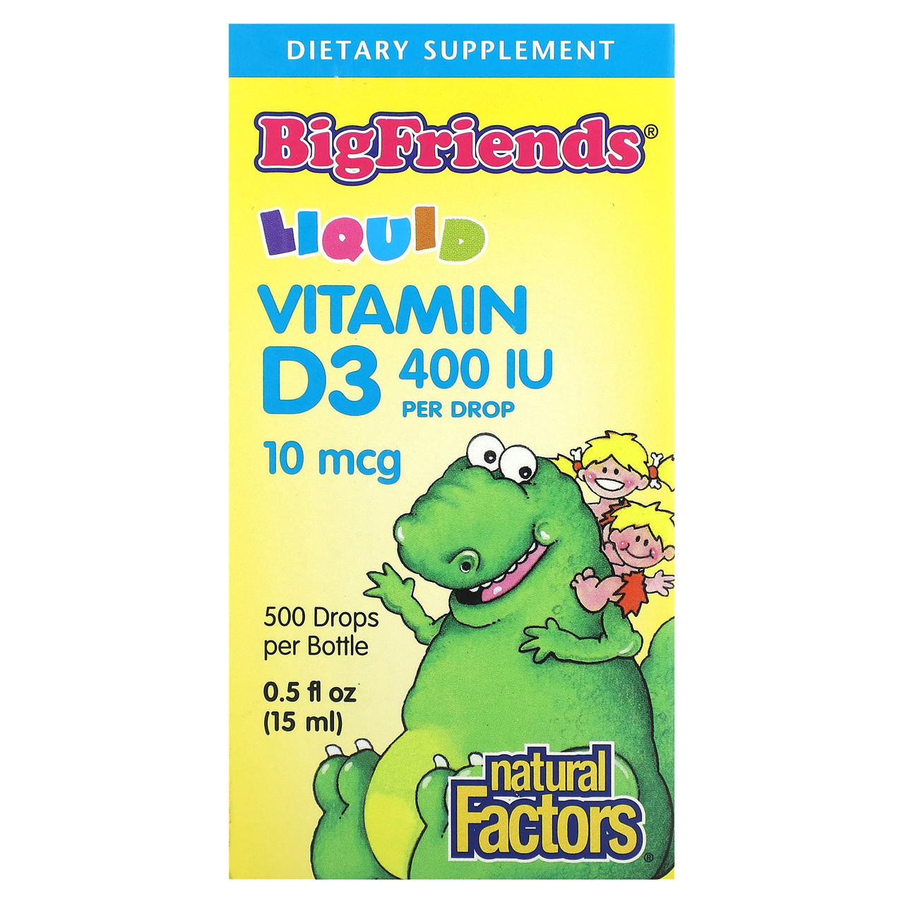 Natural Factors, Big Friends, Liquid Vitamin D3, 10 mcg 400 IU, 0.5 fl oz (15 ml), Київ