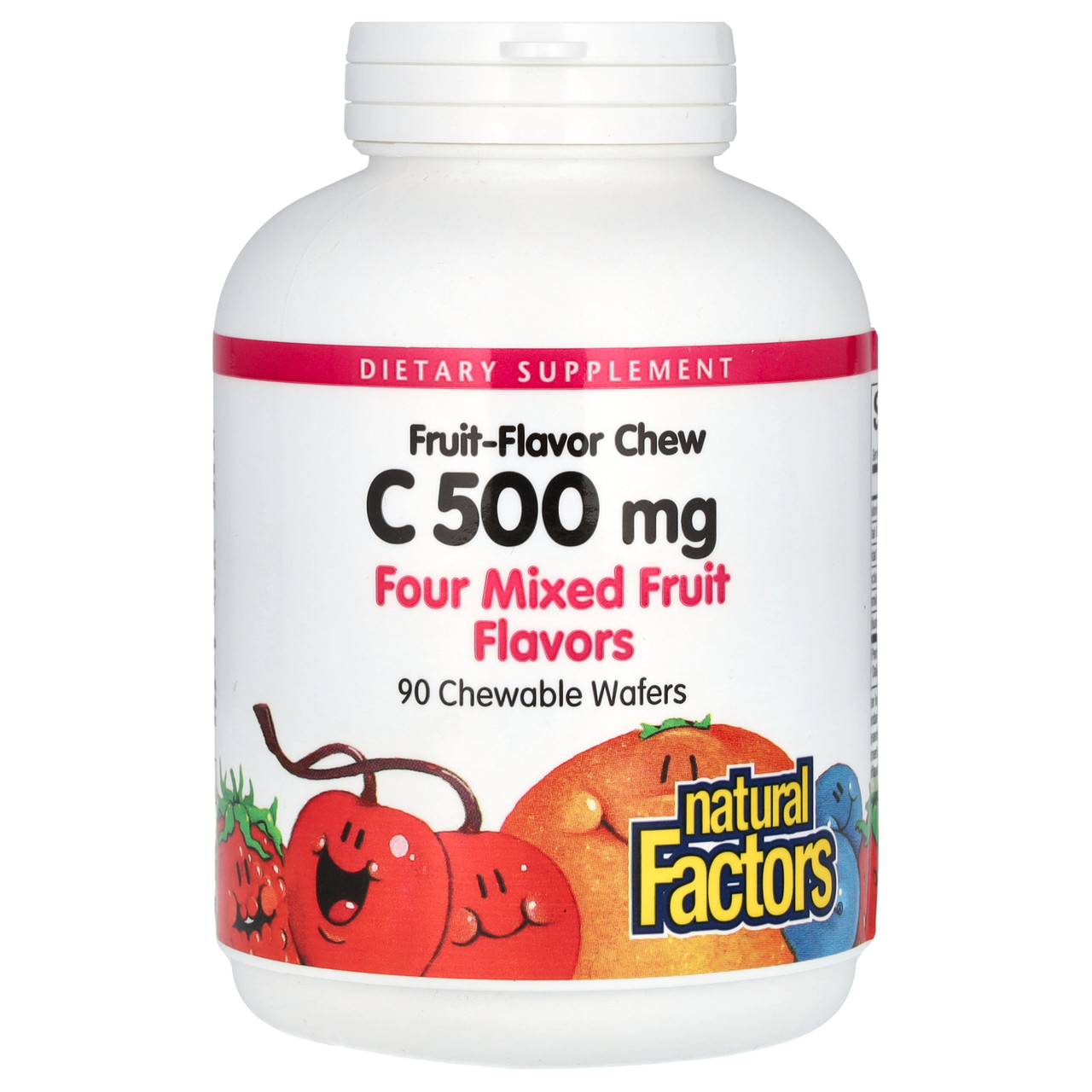 Natural Factors, Fruit-Flavor Chew Vitamin C, Four Mixed Fruit Flavors , 500 mg, 90 Chewable Wafers, Київ