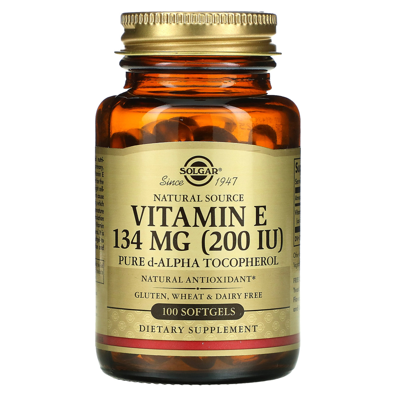 Solgar, Natural Source Vitamin E, 134 mg (200 IU), 100 Softgels, Київ
