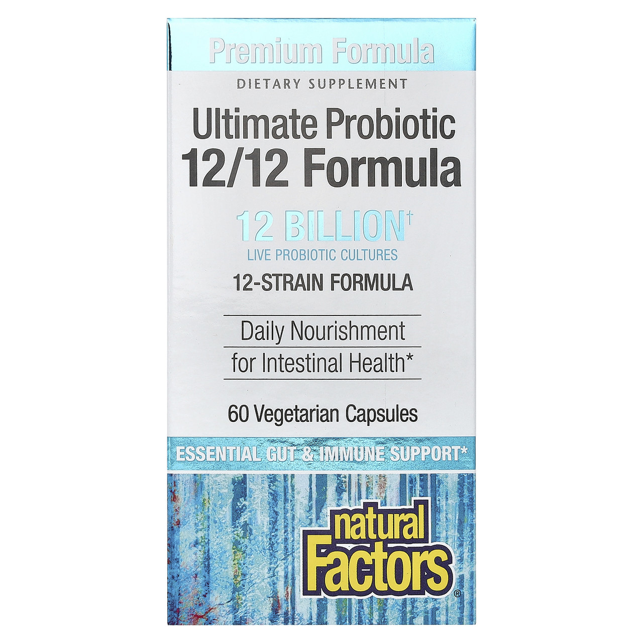 Natural Factors, Найкращий пробіотик, формула 12/12, 12 мільярдів, 60 капсул вегетаріанських, Київ