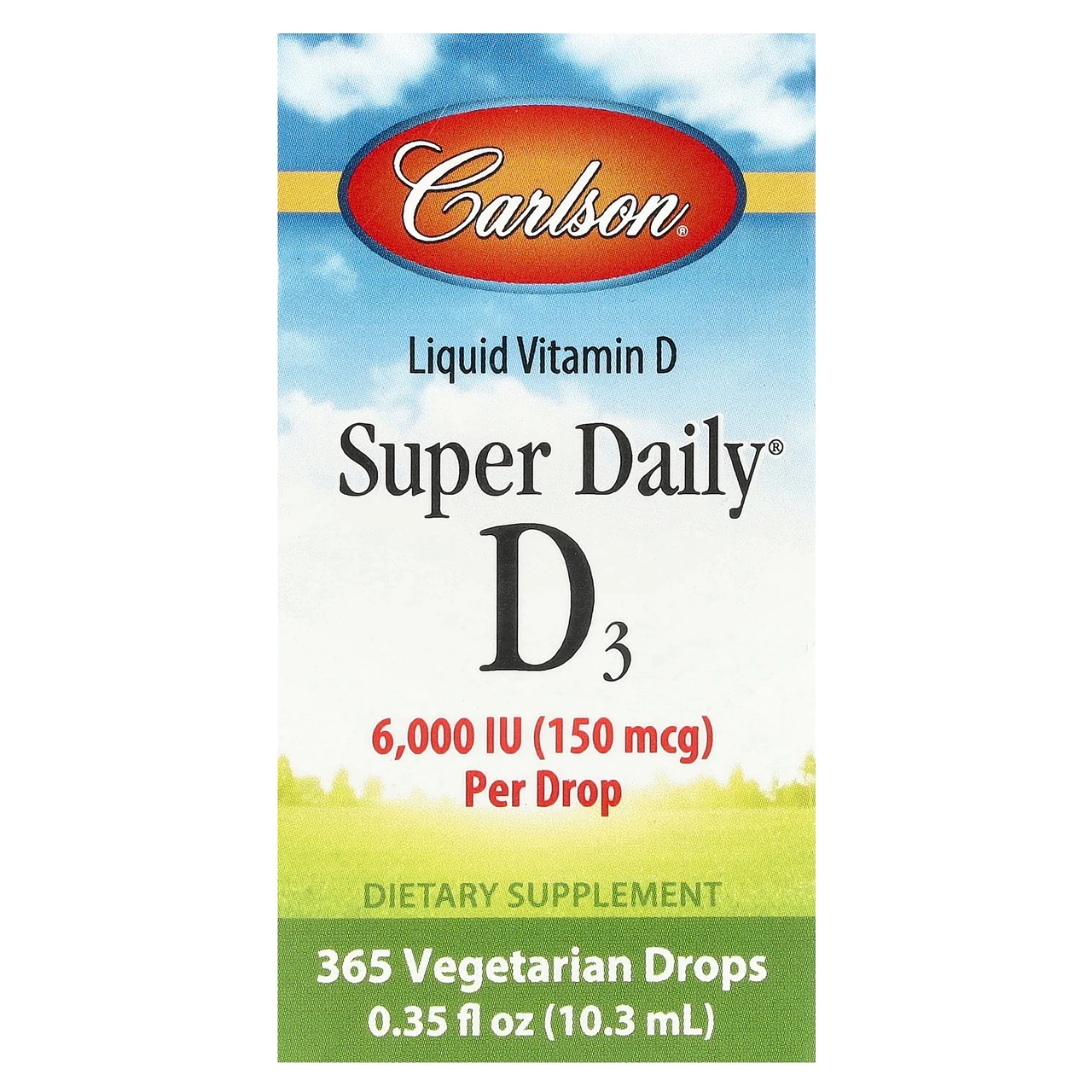 Carlson Labs, Super Daily D3, 150 мкг (6000 МО), 10,3 мл (0,35 рідкої унції), Київ