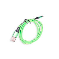 Кабель для заряджання Armer USB - Type-C, 1м, зелений, круглий, ткан. обплет.