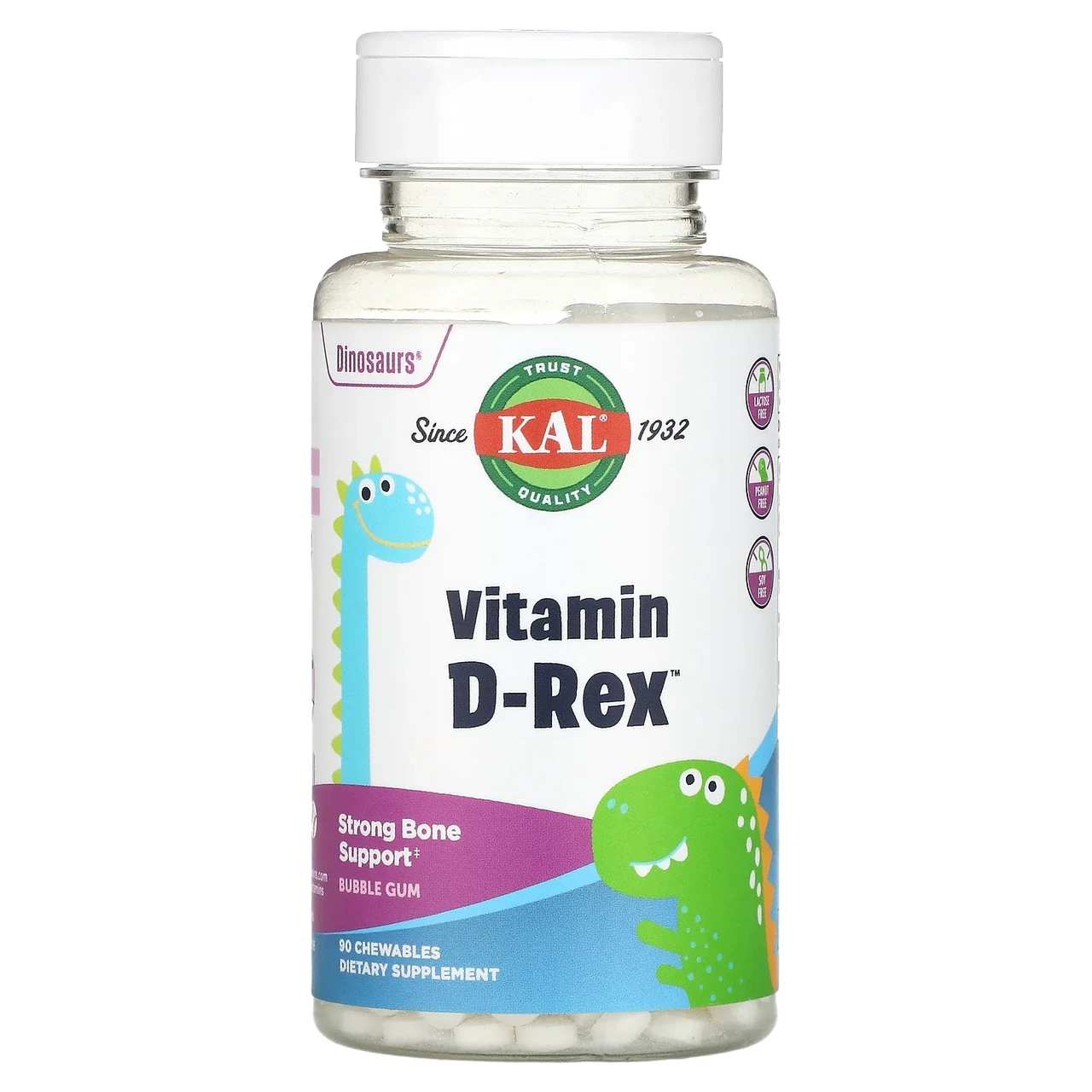 KAL, Vitamin D-Rex, вітамін D зі смаком жувальної гумки, 90 жувальних таблеток, Київ