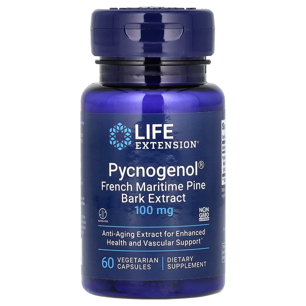 Life Extension, Pycnogenol, екстракт кори французької приморської сосни, 100 мг, 60 вегетаріанські капсули, Київ, фото 1