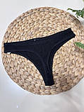 Бавовняні трусики стрінги в рубчик L, фото 2
