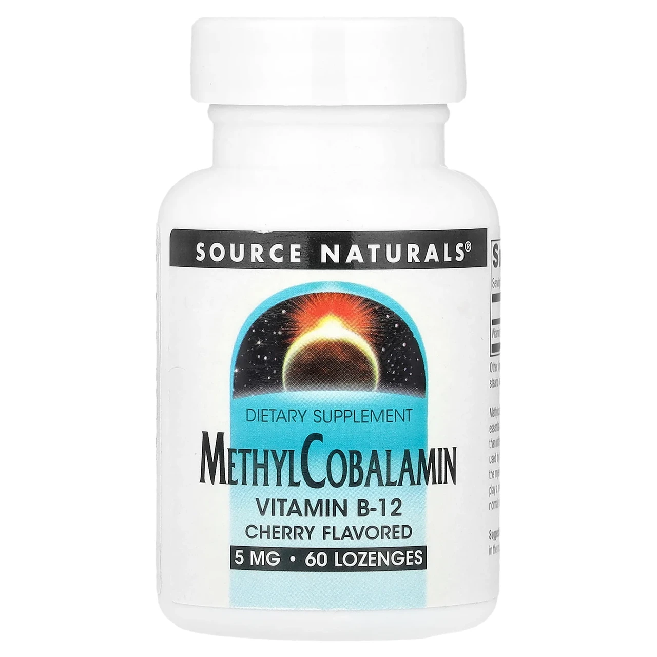 Source Naturals, метилкобаламін, вітамін B12, со вкусом вишни, 5 мг, 60 Дзьоб, Київ, фото 1