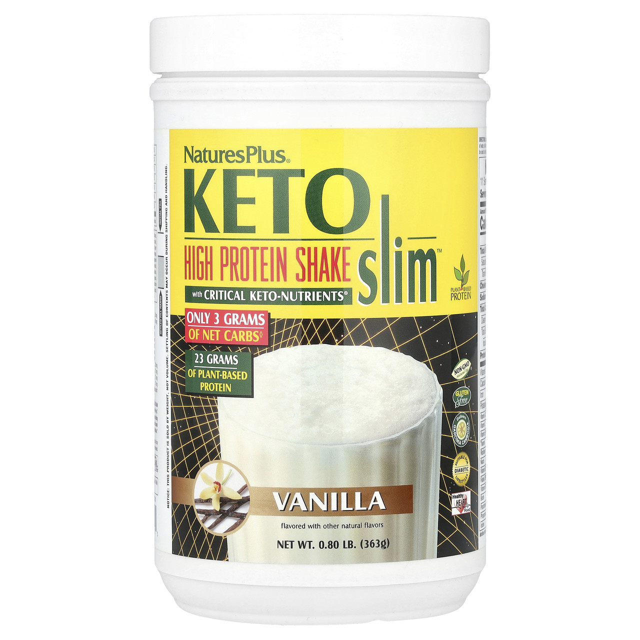 Nature's Plus, Keto Slim, високопротеїновий коктейль, ваніль, 363 р (0,80 фунта), Київ