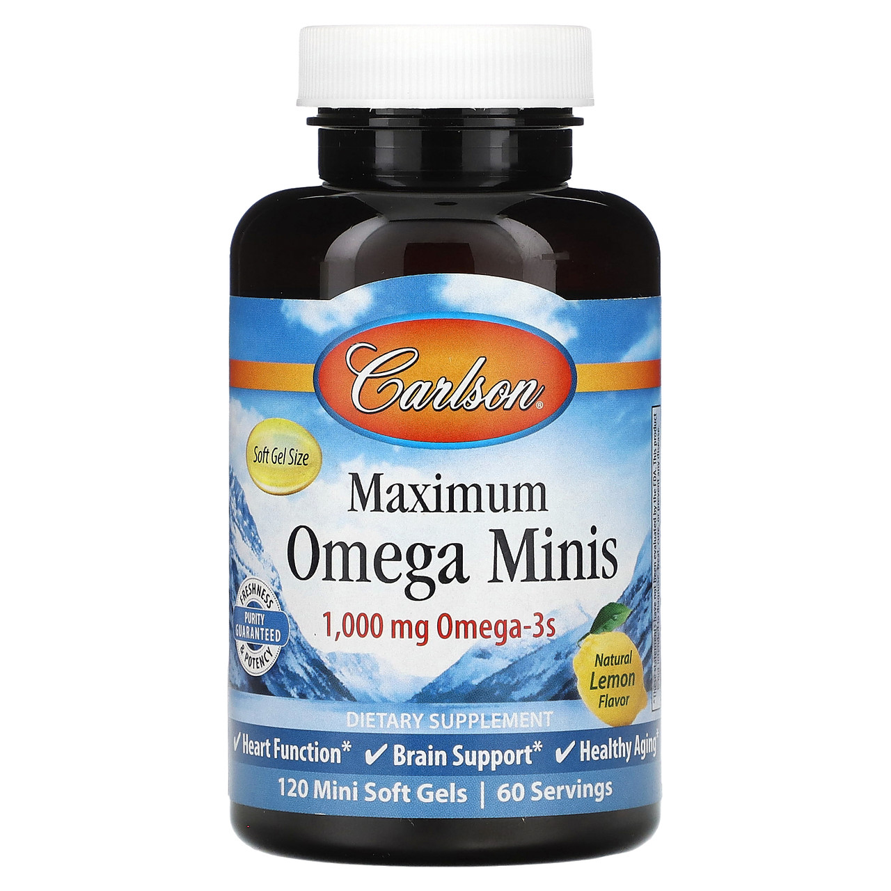 Carlson Labs, Maximum Omega Minis, натуральний лимонний смак, 500 мг, 120 міні-таблеток, Київ