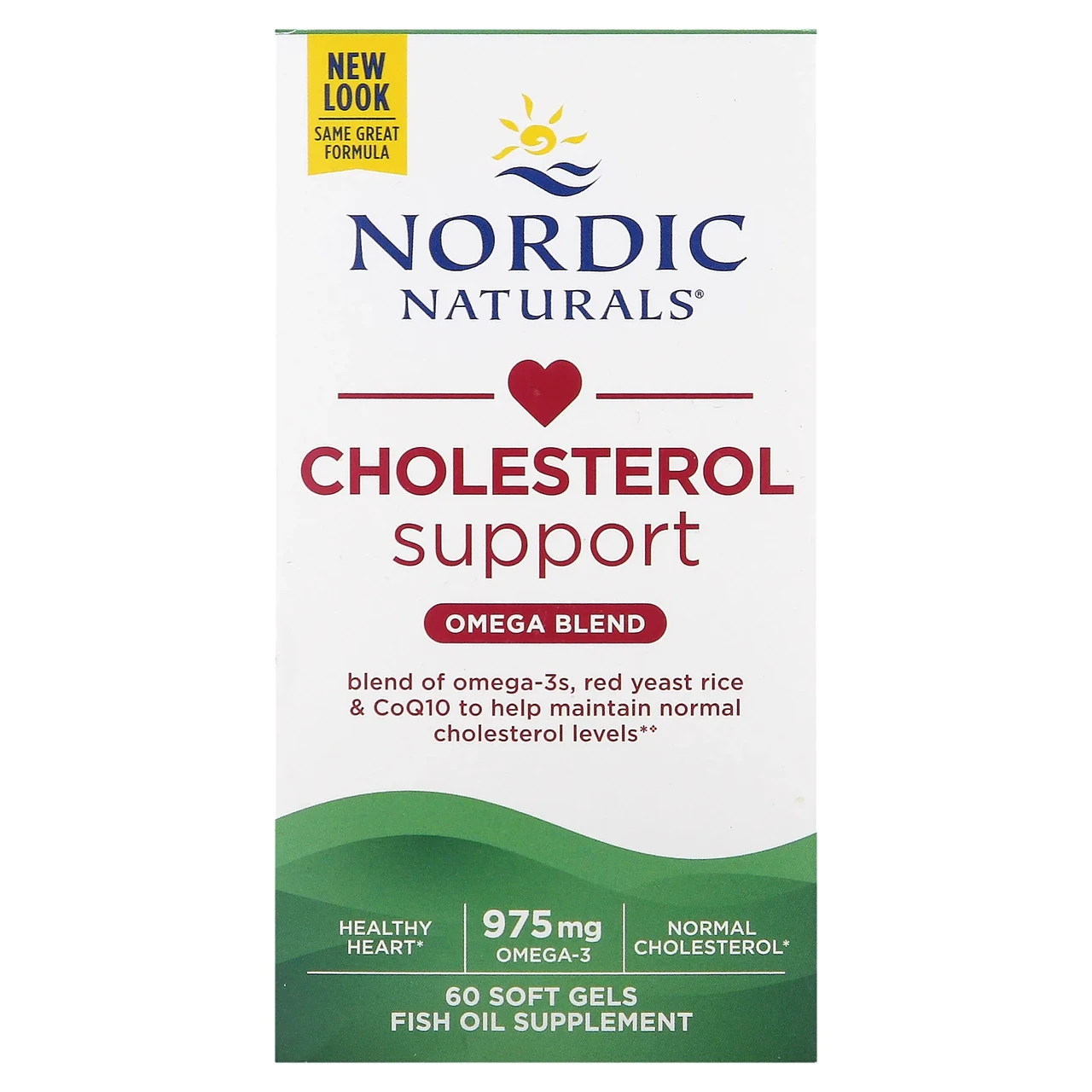 Nordic Naturals, Омега LDL, з червоним дріжджовим рисом і коферментом Q10, 1000 мг, 60 м'яких капсул, Київ