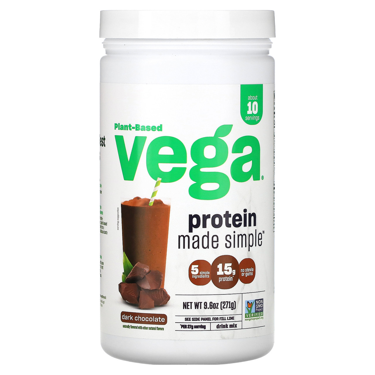 Vega, Protein Made Simple, протеїн, чорний шоколад, 271 г (9,6 унції), Київ