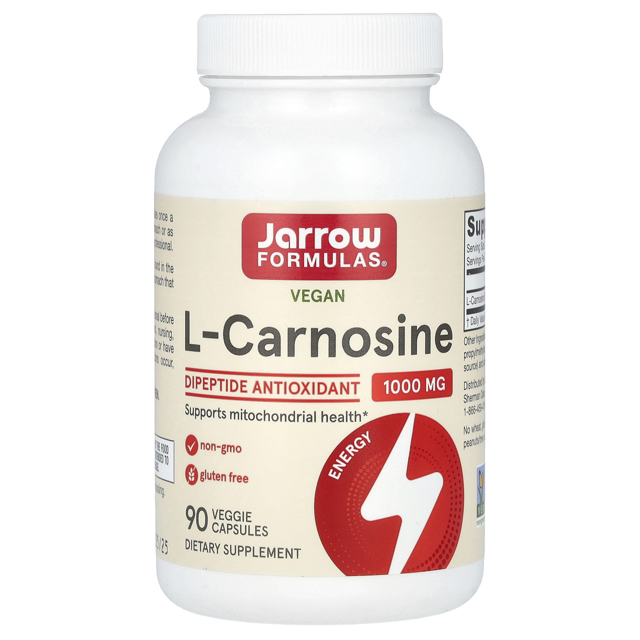 Jarrow Formulas, L-карнозин, 90 рослинних капсул, Київ