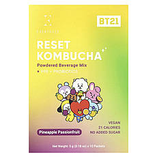 Everydaze, Reset Kombucha, порошкова суміш для напоїв, ананас і маракуя, 10 пакетиків по 5 г (0,18 унції), Київ